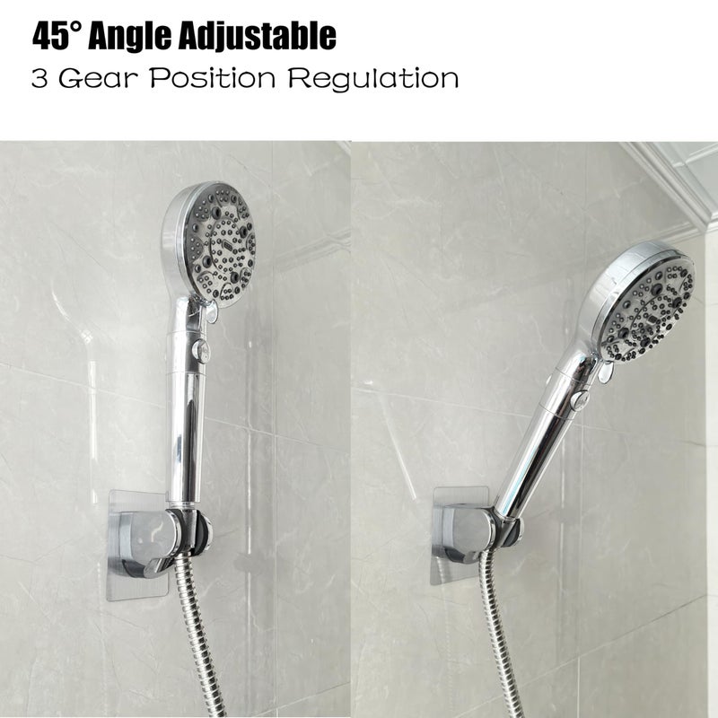 Lofekea Strong Adhesive and Waterproof Shower Head Holder, Adjustable Handheld Shower Holder Wall Mount Shower Bracket (Silver - 1 Pack) - Image 4
